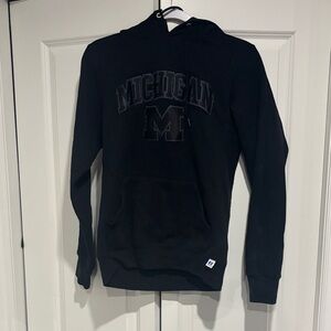 Russell Athletic Black Michigan Hoodie with Subtle Embossed Logo